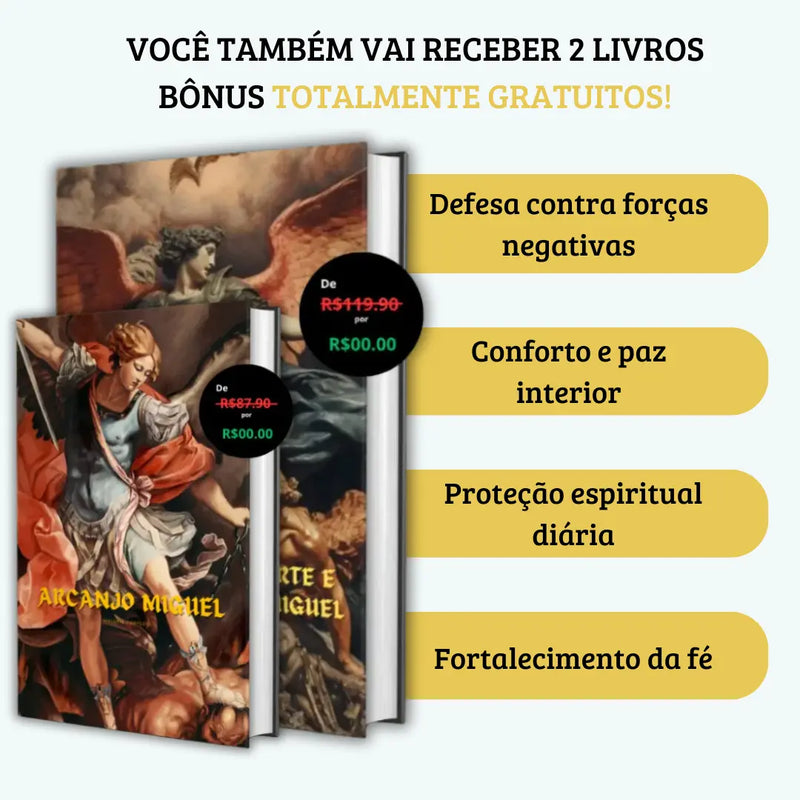 (Compre 1 Leve 2) Colar Abençoado de São Miguel Arcanjo + Brinde Exclusivo: 2 Livros Bíblico Gratuitos!